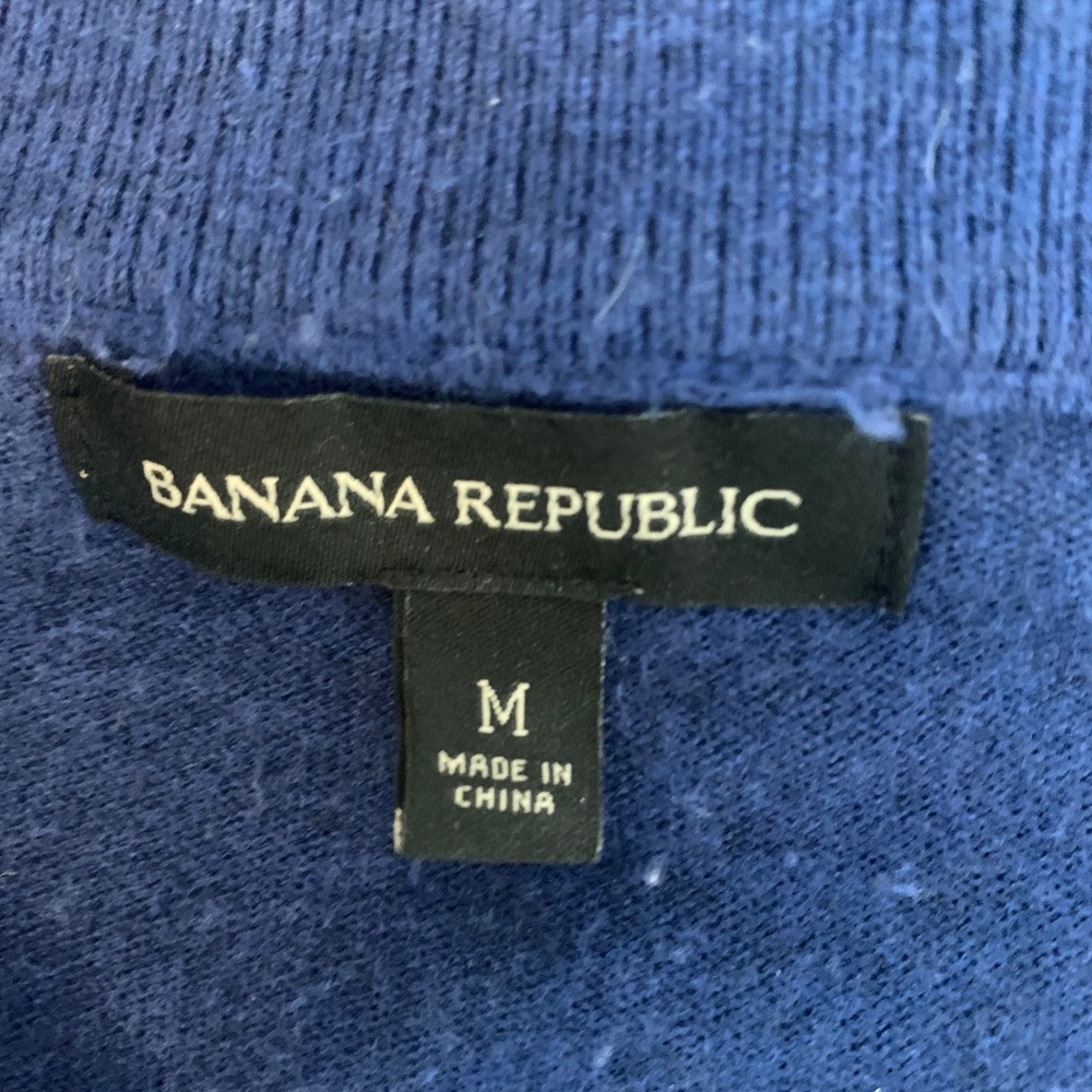 Banana Republic Men Navy Blue Full Zip Sweater Cardigan Medium Cotton Silk - Picture 5 of 9